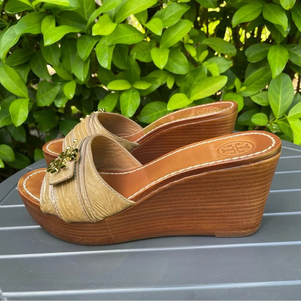 Tory Burch Elina Platform Wedge Sandals Size 9M